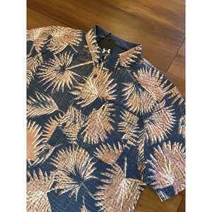 Under Armour Drift Tide Shirt Short Sleeve Button UPF Fishing Novelty Men's XL